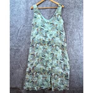 Rosemarine Dress Womens Medium‎ Blue Green Floral Soft Stretch Boho Artsy Resort
